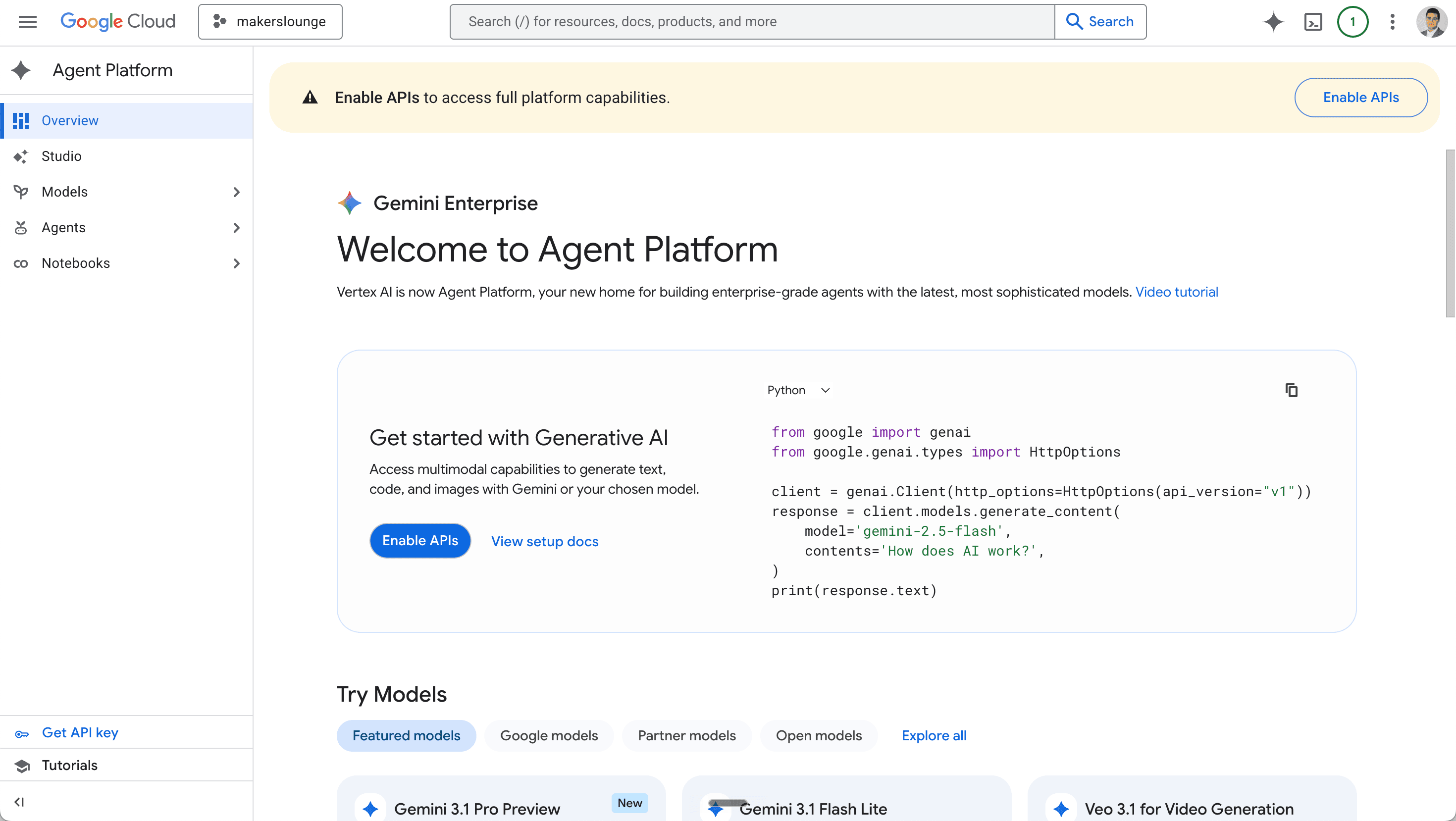Enable Google Cloud APIs